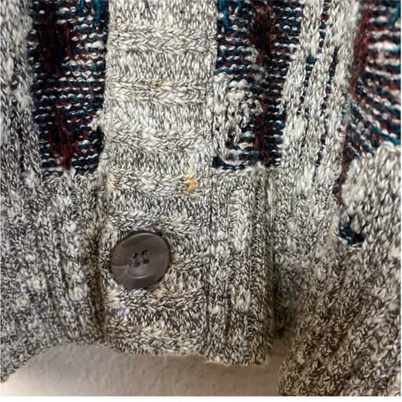 Vintage Cardigan Sweater Unisex Method Taupe Print Chunky Grandpa Size Large - Picture 9 of 10
